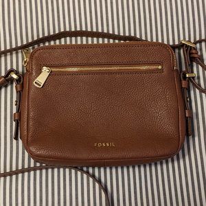 Fossil Piper Toaster Brown Leather Crossbody